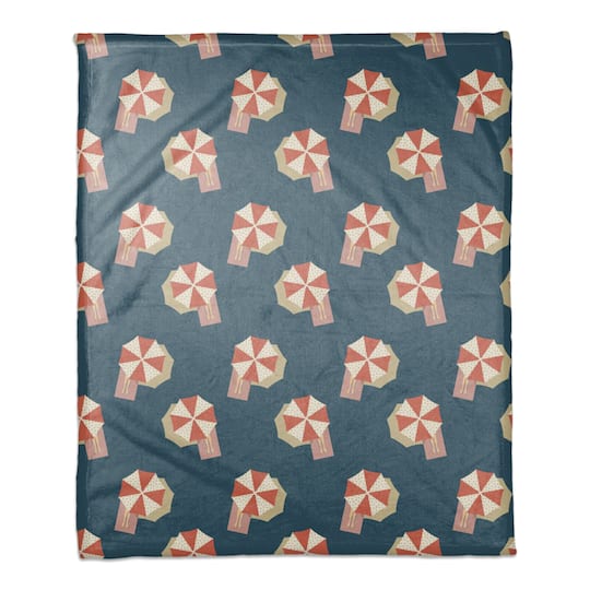 Umbrella Pattern Coral Fleece Blanket